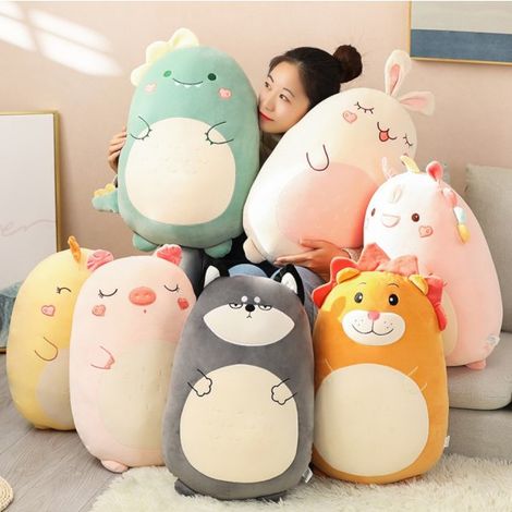 Peluche animal, oreiller doux, peluche pour lit, oreiller de sommeil, cadeau pour petite amie, dinosaure, husky, licorne, 60 cm (1/3)
