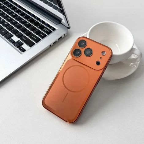 (iPhone 17 Pro Max, Orange) Étui de protection magnétique MagSafe pour iPhone, compatible avec la recharge sans fil.