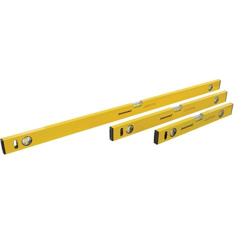 Silverline – Niveau à bulle rectangulaire aluminium 400/600/1000 mm – Précision 1 mm/m – Fioles haute visibilité – Embouts protecteurs inclus (1/8)