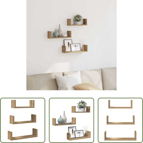 Holzregal - Wandregale 3 Stk. Artisan-Eiche Holzwerkstoff (1/5)