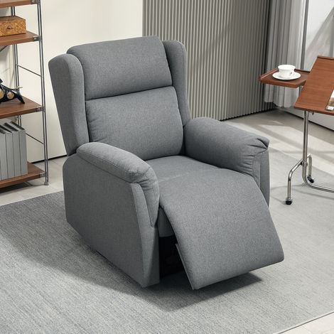 Poltrona reclinabile, poltrona imbottita regolabile con poggiapiedi, reclinabile a 160°, effetto lino, montaggio rapido, grigio scuro (1/5)