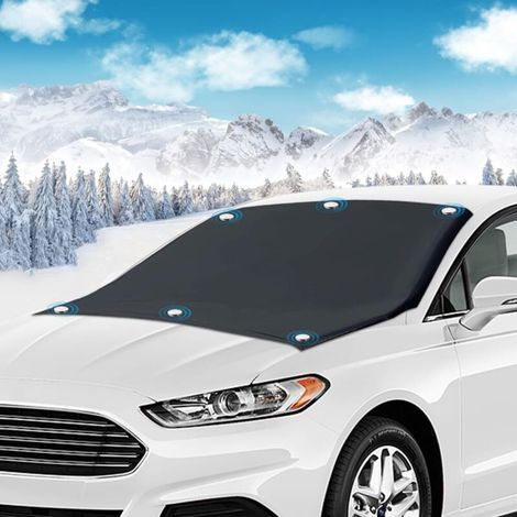 Telo copri parabrezza per auto, universale, pieghevole e magnetico, protezione contro gelo, neve, ghiaccio, raggi UV, sole e polvere, 210x120 cm (1/4)