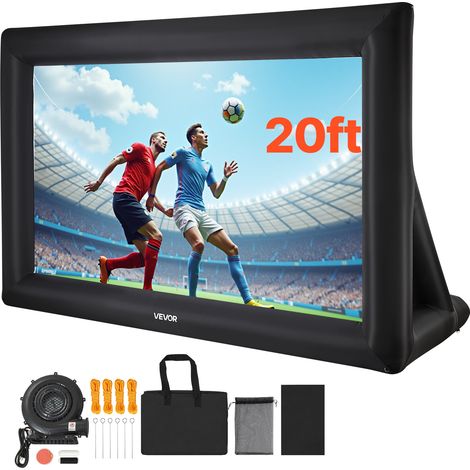 VEVOR Ecran de Projection Gonflable Diagonale de 610 cm, Format 16:9, en 600D Lavable, avec Sac de Rangement, Installation Facile, pour Exterieur, Cinema Maison, Soiree a Theme, Jardin, Piscine