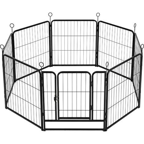 Skylos Dog Pen 8 Pcs Steel 60cm Foldable Indoor Outdoor Pet Enclosure Black (1/5)