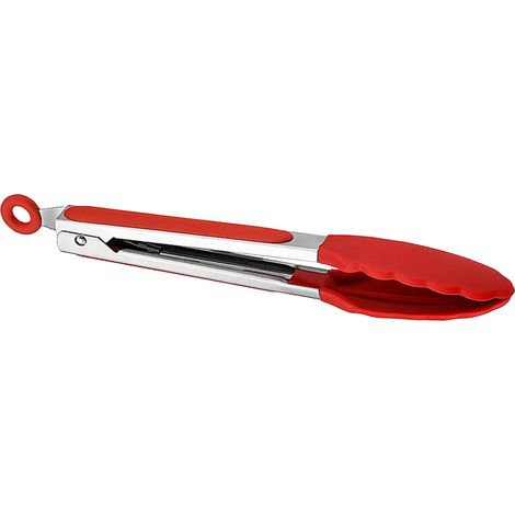 Küchenzange, hitzebeständig, rutschfest, Silikon, Grillzange, rot, 23 cm (1/5)