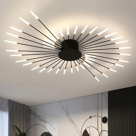 Modern LED Ceiling Light for Living Room, Acrylic Ceiling Light, Interior Design Decorative Lamps for Living Room, Bedroom and Dining Room (Black, 42 Heads) (1/5)