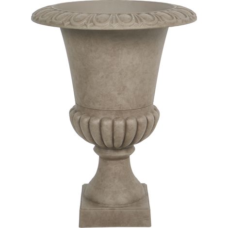 Maceta alta de mezcla de piedra tiesto de jardín interior exterior 47 x 60 cm gris pardo Melos (1/5)