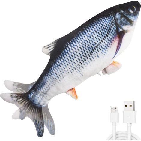 Jouet pour Chat Jouet Poisson Electronique Simulation en Mouvement, Jouet pour Chat Interactif Automatique Réaliste, Jouet Chat Peluche Cataire Catnip Jouet à Mâcher (1/5)