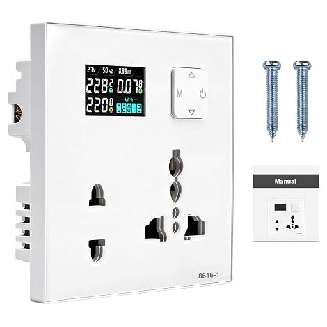 Recessed Plug, Double Recessed Electrical Plug, Wall Plug, Programmed On/Off, Voltage Current, Energy Measurement, AC 85-290 V 16 A, Universal (1/5)