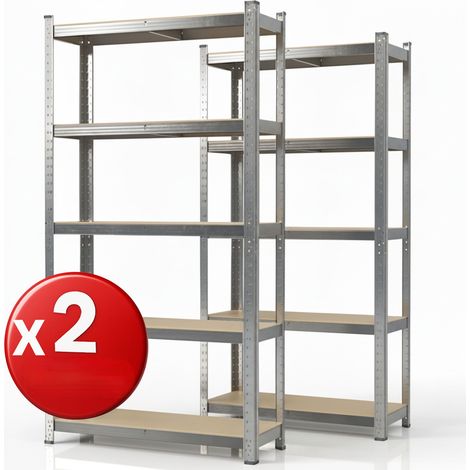 Floordirekt – Étagères charges lourdes 2 sets galvanisées 150 x 75 x 30 cm – Charge max 175 kg par étagère – Montage rapide – Pour usage pro et privé (1/5)