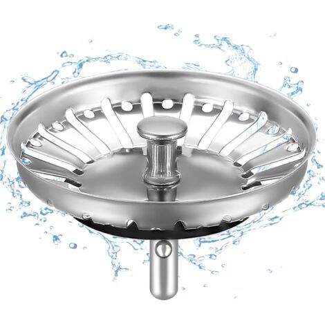 Panier pour Bonde Evier Cuisine 84 mm - épaissi Acier Inoxydable Bouchon d'Evier de Cuisine - Crépine Evier Anti Colmatage avec Attrape Cheveux et Filtre pour éviers de Cuisine (1/5)