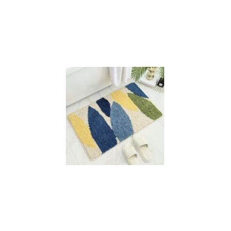 Tapis de bain antidérapant, 45 x 65 cm, motif feuilles de forêt, ultra doux et absorbant, lavable en machine, idéal pour la salle de bain, la douche, la chambre, la cuisine ou la porte. (1/4)