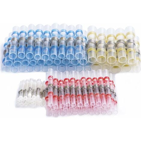 100 Cosses Electriques Gaine Thermorétractable 4 Tailles Connecteurs Soudure Isolés Étanches Boîte Rangement Auto Marine (1/5)