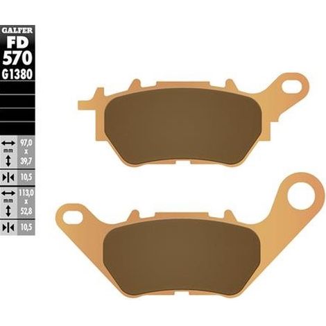 Pastillas de freno Galfer KH706 doradas para Yamaha X-MAX '17-'24, metal sinterizado