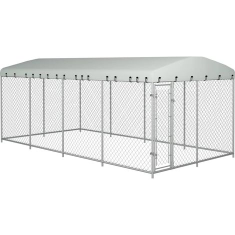Chenil extérieur avec toit Parc Enclos pour Chiens Cage Nich pour chiens 8x4x2,3 m REBSW235290 (1/5)