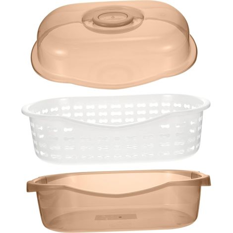 1 cesta de drenaje con tapa para almacenamiento de frutas y vajilla, diseño extraíble para almacenamiento en la cocina. (1/5)