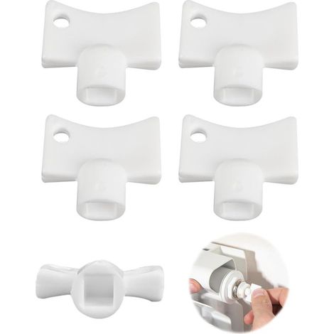 4Pcs Clé Purge Radiateur de 5mm, Clés de Purgeur Radiateur en Plastique Universelle, Cle Purge à Carre pour Tous les Radiateurs, Clé de Purgeur à Carré pour Purgeur Et Vidange (Blanc) (1/5)
