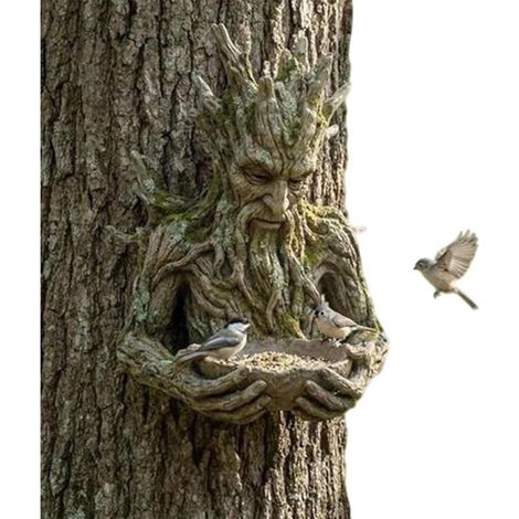 Alimenteur Oiseaux - Sculpture Arbre Intégrée Bigfoot - Décoration Jardin Extérieur - Résine - 1 Pièce (1/3)