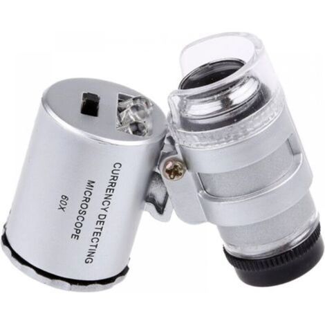 Mini-Schmucklupe mit 60x UV-LED-Beleuchtung, 60x High-Definition-LED-Geldscheinprüfer mit leichtem, tragbarem Mini-Mikroskop