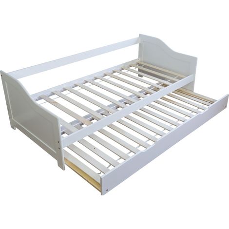 Cama nido con somier y sofá cama extraíble 90x200 cm blanco LIT06074