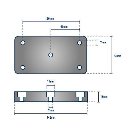 Anode Plaque à visser - ORANGEMARINE - 155 x 65 x 15 mm (1/2)