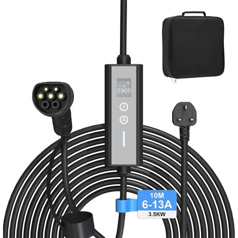 YODOLLA EV Charger, Type 2 to 3 Pin Plug Portable Mode 2, 6/8/10/13A Adjustable, 3.3kW (1/5)