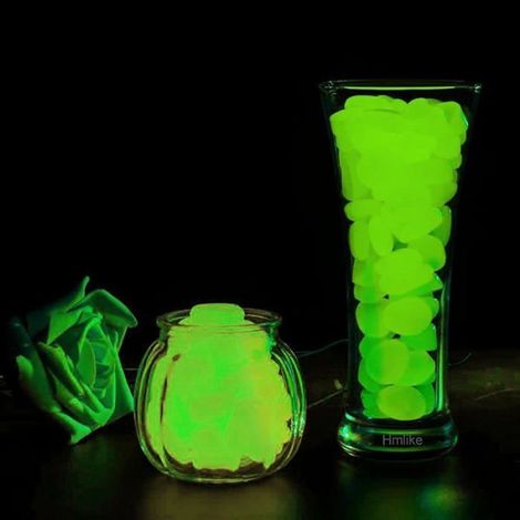 Pierre Lumineuse - Résine Non Toxique - Pour Aquarium Jardin Pot Fleurs - Vert Phosphorescent - 400 Pièces (1/5)