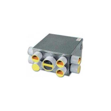 Unelvent – VMC simple flux autoréglable 603008 – Caisson de répartition pour grande maison – 8 piquages D80 et 1 D125 – Kit avec bouches d'extraction