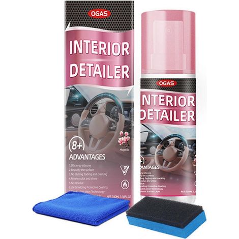 Nettoyant intérieur de voiture - Spray nettoyant multi-usages pour plastique, caoutchouc et cuir, idéal pour le nettoyage intérieur, les sièges et le tableau de bord (1 unité) (1/5)