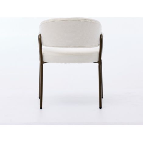 Fauteuil moderne en chenille — Fauteuil d'appoint rembourré avec pieds en métal finition laiton antique — Idéal pour cuisines et salles à manger (Fauteuil à l'unité) — Beige
