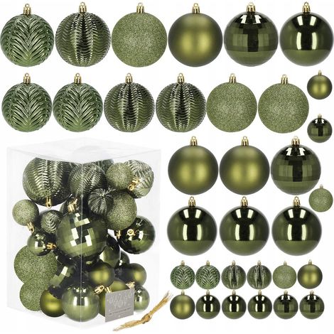 PALLINE PER ALBERO DI NATALE ADDOBBO 33 PEZZI NATALIZI 8 CM SET INDESTRUTTIBILI APPENDINI