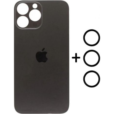 Coque arrière de remplacement en verre pour iPhone 13 Pro Max avec joints toriques Logo Grand trou Gris