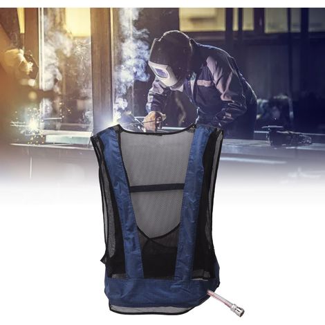 Chaleco de aire comprimido para trabajar en condiciones de calor – Chaleco de refrigeración profesional con dispositivo y cinturón – Tejido de nailon y Oxford – Temperatura ajustable (1/5)