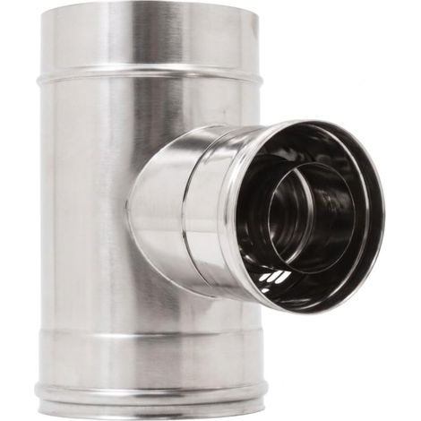 MAKA Raccordo a T 87° Coassiale Ridotto DPA 80 Doppia Parete Aria Inox Ø 130 mm (esterno 180) (1/5)
