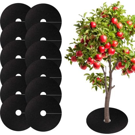 Lot de 12 Toile Anti-Mauvaises Herbes,Biodégradable, Paillage Jardin, Toile Hivernage Plante Exterieur,Diamètre 52cm (1/5)