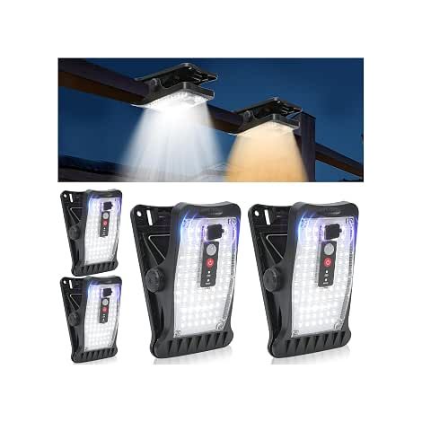 Solar Lights for Outdoor, 4 Pieces Solar Lights with Clip with Motion Sensor, 70 LEDs, 3 Color Temperatures, USB and Remote Control, Waterproof Solar Fence Light (1/5)