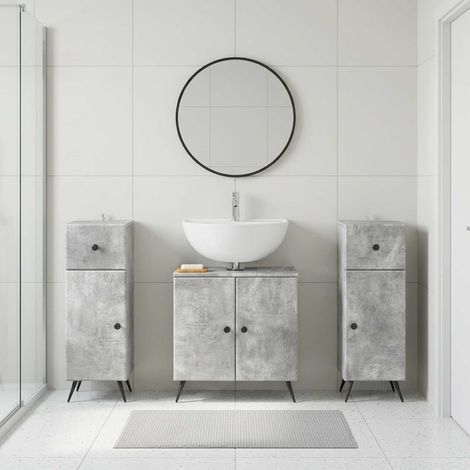 vidaXL 3 Piece Bathroom Cabinet Set BREDA Concrete Grey (1/5)
