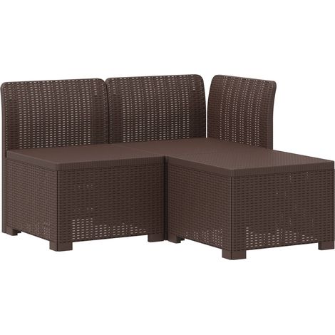 3-Sitzer Garten Sofa Rattan Look PP Braun vidaXL (1/5)
