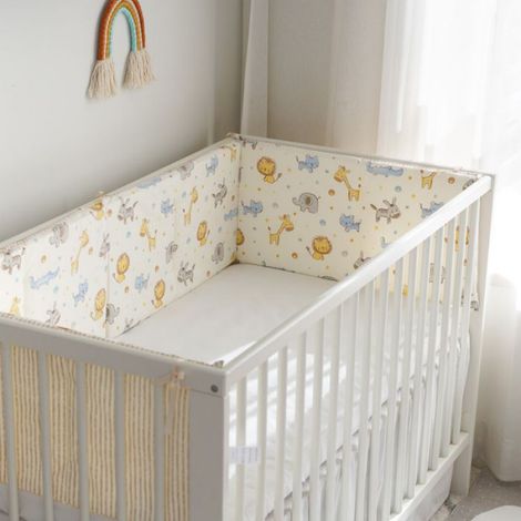 Barrière De Lit Bébé - Tissu Coton - Anti-Collision - Lion Imprimé - 120 X 30 Cm - 1 Pièce (1/5)