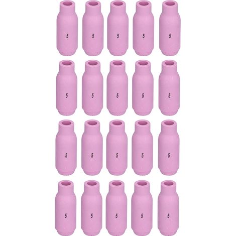 20 pièces buses TIG en céramique alumine, coupelles de protection pour torche de soudage 10N49 5, consommables avec lentille à gaz, usage professionnel. (1/5)