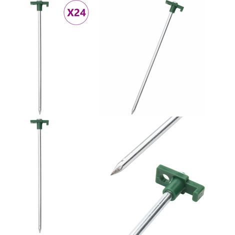 Zeltheringe 24 Stk. 25 cm 7 mm Verzinkter Stahl und PP - Campingausrüstung - Zeltaccessoires - Zeltring - Bodenhaken - Gartenbedarf - Home & Living (1/5)