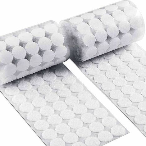 Runde Klettaufkleber, 600 Paar (15 mm Durchmesser) mit selbstklebenden Haken und Schlaufen, 1200 runde selbstklebende Klettpads, selbstklebende Rückseitenpunkte, Eckpunkte L (1/5)