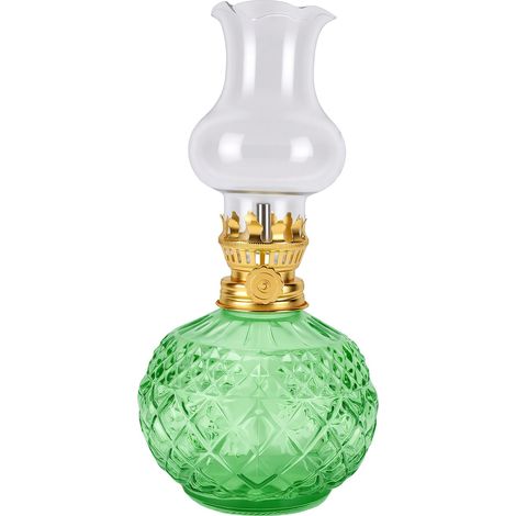 Lampe à pétrole rétro vintage pour la décoration intérieure, éclairage de secours, veilleuse pour salon, couleur verte. (1/5)