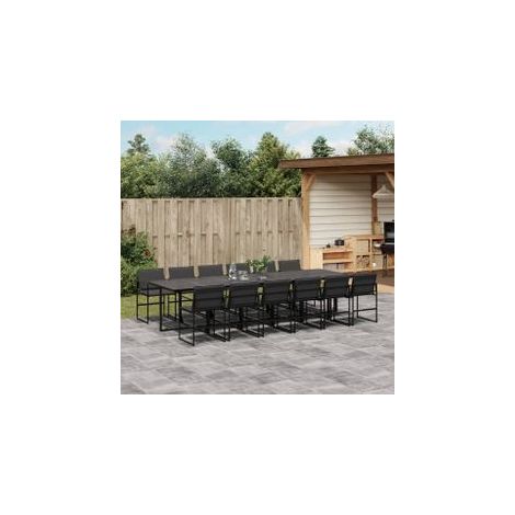 Ensemble à manger de jardin avec coussins 13 pcs noir textilène (1/5)
