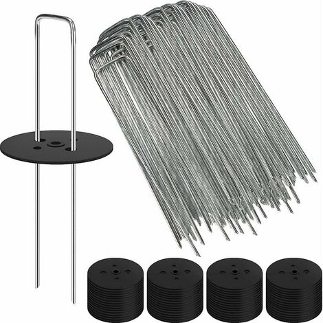 Lot de 60 Paillage pour plante agrafes de jardin paysager de 15 cm + 30 joints d'étanchéité, piquets de sol de clôture de jardin galvanisés de calibre 11 pour tissu anti-mauvaises herbes thsinde BLOW (1/5)