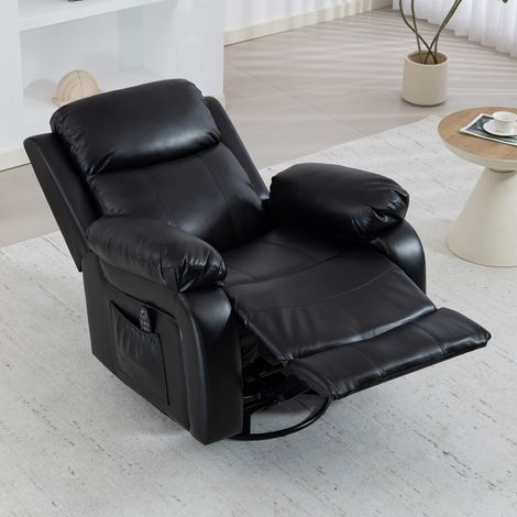 Massagesessel mit 8 Vibrationsköpfen, Relaxsessel, verstellbare Rückenlehne + Fußstütze, Schwarz (1/5)