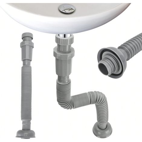 1 pièce kit de tuyau d'évier flexible extensible avec piège P, tube de tuyau d'évier anti-odeur pour évier de salle de bain, adapté pour trou d'évacuation de 1-1/4 pouces, pour cuisine, camping-car (1/4)