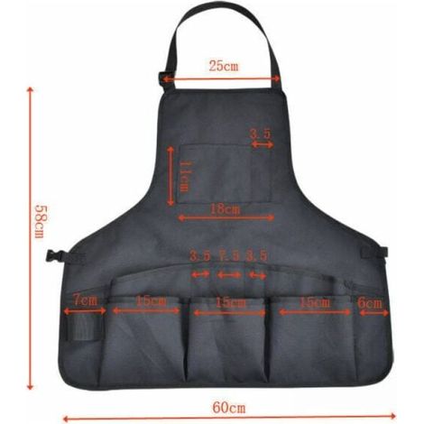 (noir) Tablier de Jardinage Tablier Jardinier en Tablier de Travail en Tablier de Protection Réglable pour Outils de Jardin (1/4)