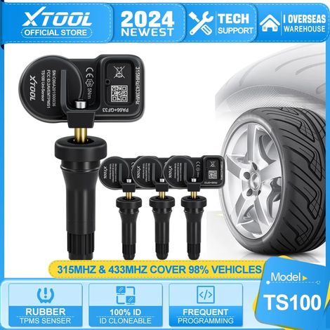 (1 pièce TS100) XTOOL TS100 Version caoutchouc 433 MHz 315 MHz Compatible avec TP150 IP819TP Programmateur Outil de réparation de pneus Testeur de pression (1/5)