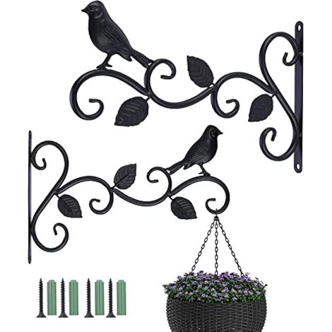 Supports de Panier Suspendu Extérieur en Métal Décoratif – Lot de 2, 30,5 cm, pour Plantes, Mangeoires à Oiseaux ou Lanternes (1/5)